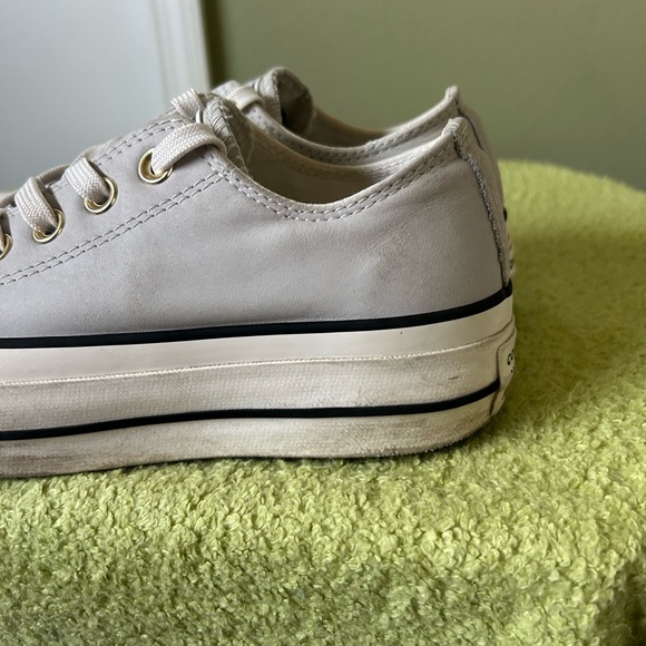 Converse Platform Pale Grey Leather Low Top Women’s Sneakers Sz 6.5 - Picture 10 of 14